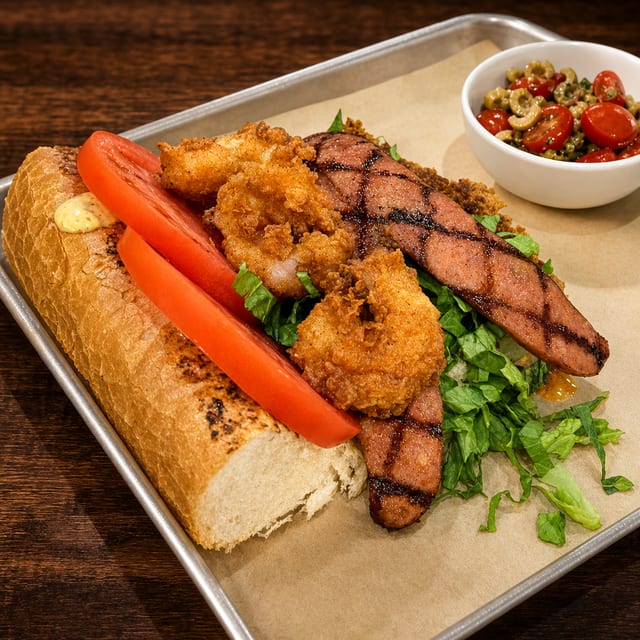 Sausage & Shrimp Po'Boy.