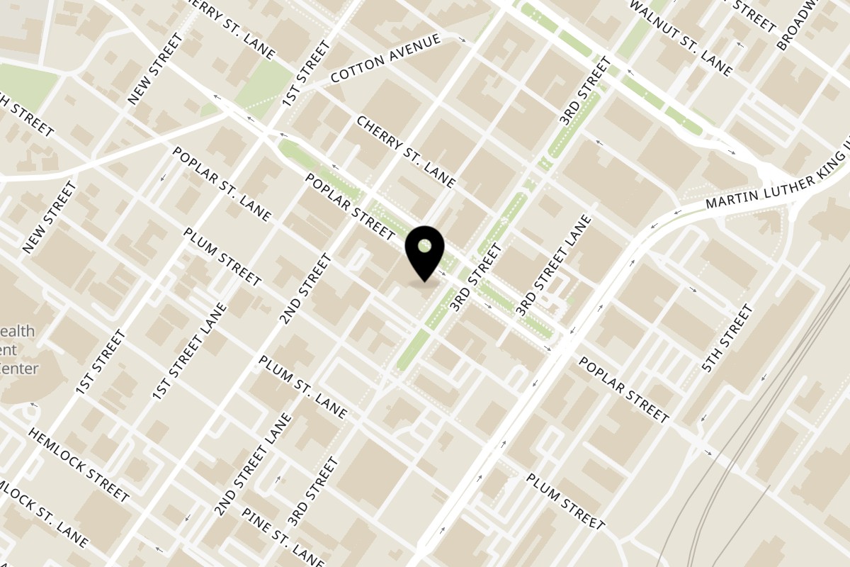 Map showing the location of Kudzu Seafood Company on 512 Poplar St in Macon